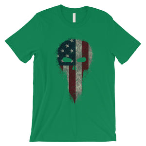 Vintage American Flag Skull T-Shirt 4th of July Shirts for Men