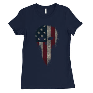 Vintage American Skull Womens 4th of July Outfit Cute Gifts T-Shirt