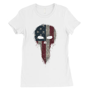 Vintage American Skull Womens 4th of July Outfit Cute Gifts T-Shirt