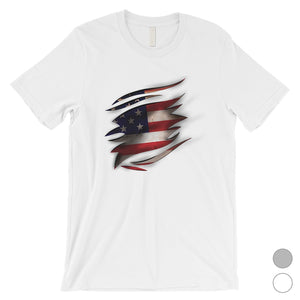 American Flag Ripped Mens 4th of July Outfits Graphic Tee T-Shirt