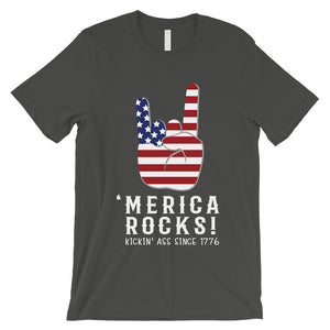 Merica Rocks T-Shirt Mens Veterans 4th of July Shirt Army Dad Gift