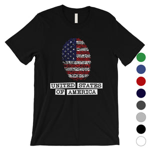 USA Fingerprint Flag Mens Funny Graphic T-Shirt 4th of July Shirts