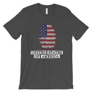 USA Fingerprint Flag Mens Funny Graphic T-Shirt 4th of July Shirts