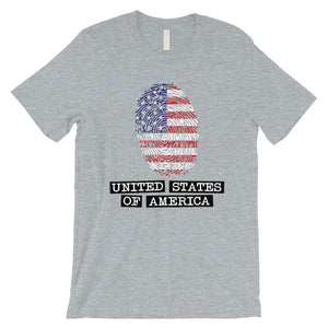 USA Fingerprint Flag Mens Funny Graphic T-Shirt 4th of July Shirts