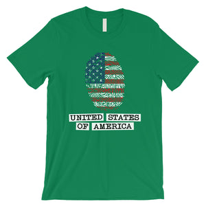 USA Fingerprint Flag Mens Funny Graphic T-Shirt 4th of July Shirts