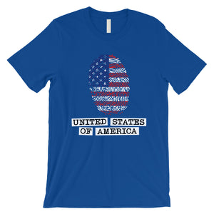 USA Fingerprint Flag Mens Funny Graphic T-Shirt 4th of July Shirts