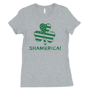 Shamerica Flag Womens Cute St Patricks Outfit Cute Irish T-Shirt