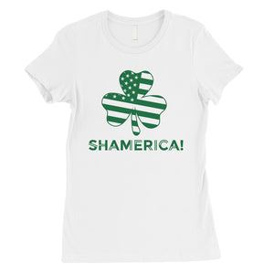 Shamerica Flag Womens Cute St Patricks Outfit Cute Irish T-Shirt