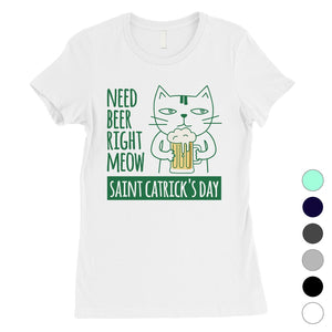 Beer Cat Patrick's Day Womens Tee Saint Patrick's Day T-Shirt Gift