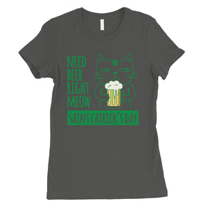 Beer Cat Patrick's Day Womens Tee Saint Patrick's Day T-Shirt Gift