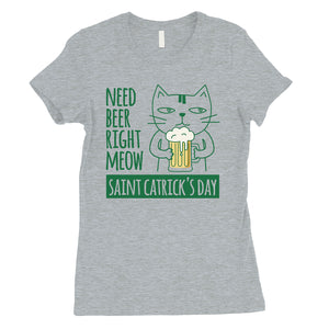 Beer Cat Patrick's Day Womens Tee Saint Patrick's Day T-Shirt Gift