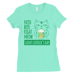 Beer Cat Patrick's Day Womens Tee Saint Patrick's Day T-Shirt Gift