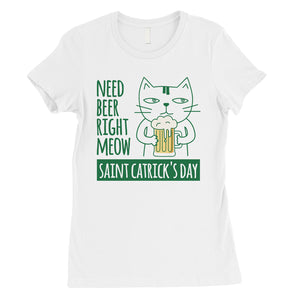 Beer Cat Patrick's Day Womens Tee Saint Patrick's Day T-Shirt Gift