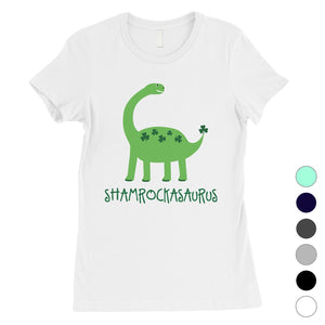 Shamrock Saurus Womens Cute St Patricks Outfit Funny Irish T-Shirt