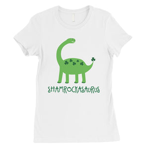 Shamrock Saurus Womens Cute St Patricks Outfit Funny Irish T-Shirt