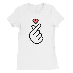 365 Printing Finger Heart Womens Wonderful Sweet T-Shirt Gift for Girlfriend