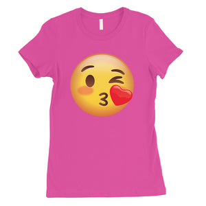 Emoji-Wink Kiss Womens Fun Awesome Creative T-Shirt Friend Gift