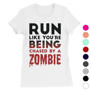 Chased By Zombie Womens Scared Funny Great Perfect T-Shirt Gag Gift