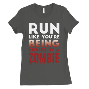 Chased By Zombie Womens Scared Funny Great Perfect T-Shirt Gag Gift