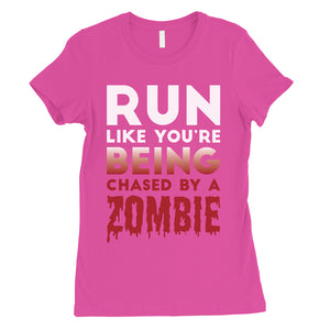 Chased By Zombie Womens Scared Funny Great Perfect T-Shirt Gag Gift