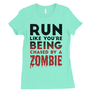 Chased By Zombie Womens Scared Funny Great Perfect T-Shirt Gag Gift