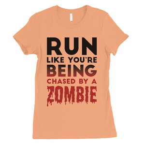 Chased By Zombie Womens Scared Funny Great Perfect T-Shirt Gag Gift