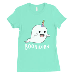 Boonicorn Cute Halloween Costume Funny Ghost Unicorn Womens T-Shirt