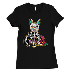 Frenchie Day Of Dead Funny Halloween Costume Cute Womens T-Shirt