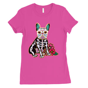 Frenchie Day Of Dead Funny Halloween Costume Cute Womens T-Shirt