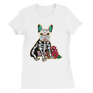 Frenchie Day Of Dead Funny Halloween Costume Cute Womens T-Shirt