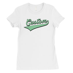 Green College Swoosh Bold Womens Personalized T-Shirt Friend Gift