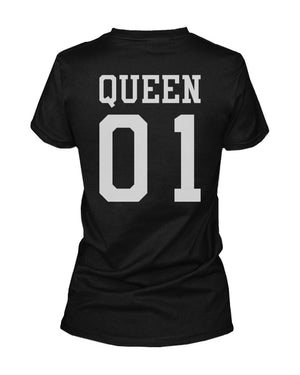 King 01 and Queen 01 Back Print Couple Matching T-Shirts Valentine's Day Gifts Ideas - 365INLOVE