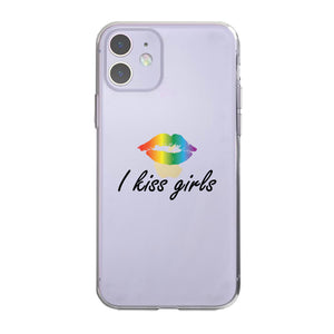 LGBT Kiss Girls Rainbow Lips Clear Phone Case