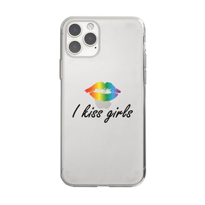 LGBT Kiss Girls Rainbow Lips Clear Phone Case