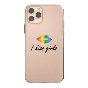 LGBT Kiss Girls Rainbow Lips Clear Phone Case