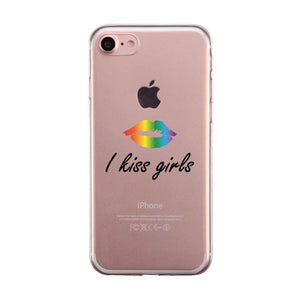 LGBT Kiss Girls Rainbow Lips Clear Phone Case