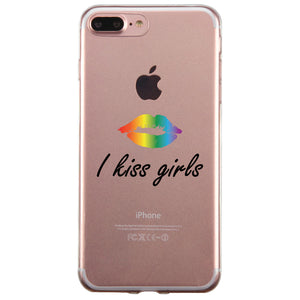 LGBT Kiss Girls Rainbow Lips Clear Phone Case