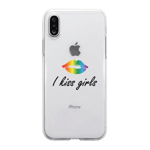 LGBT Kiss Girls Rainbow Lips Clear Phone Case