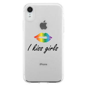 LGBT Kiss Girls Rainbow Lips Clear Phone Case