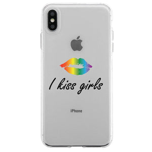 LGBT Kiss Girls Rainbow Lips Clear Phone Case