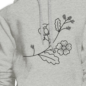 Flower Unisex Hoodie Cute Flower Design Round neck Pullover Fleece - 365INLOVE