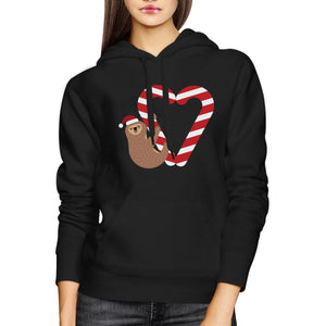 Candy Cane Sloth Christmas Hoodie Holiday Unisex Hooded Sweatshirt - 365INLOVE