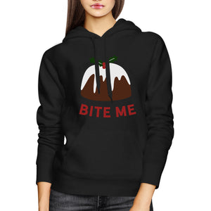 Bite Me Christmas Hoodie Cute Holiday Hooded Pullover Fleece - 365INLOVE