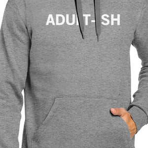 Adult-ish Unisex Heather Grey Hoodie Simple Trendy Typography Top - 365INLOVE