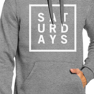 Saturdays Unisex Heather Gray Hoodie Simple Typography Gift Ideas - 365INLOVE