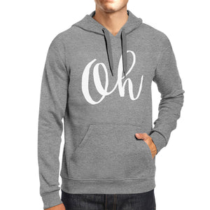 Oh Calligraphy Typography Heather Gray Hoodie Pullover Fleece - 365INLOVE