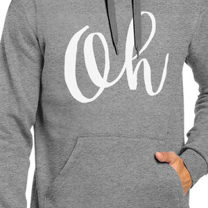 Oh Calligraphy Typography Heather Gray Hoodie Pullover Fleece - 365INLOVE