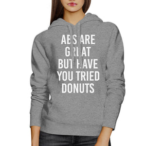 Abs Are Great But Unisex Grey Hoodie Funny Quote Hoodie Pullover - 365INLOVE