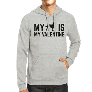 My Dog My Valentine Unisex Grey Hoodie Valentine's Gift Dog Lovers - 365INLOVE