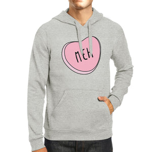 Meh Heart Unisex Gray Hoodie Lovely Graphic Cute Gift Idea For Her - 365INLOVE